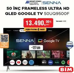 SENNA 50UQ9500F 50 İNÇ FRAMELESS ULTRA HD QLED GOOGLE SMART TV / AKILLI TELEVİZYON